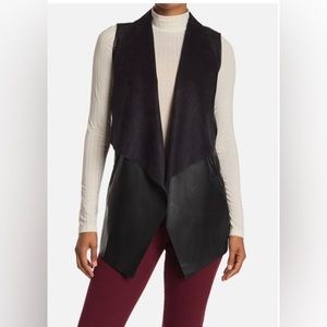 NWT NEW T Tahari Cascading Open Front Cardigan Faux Leather Sz M